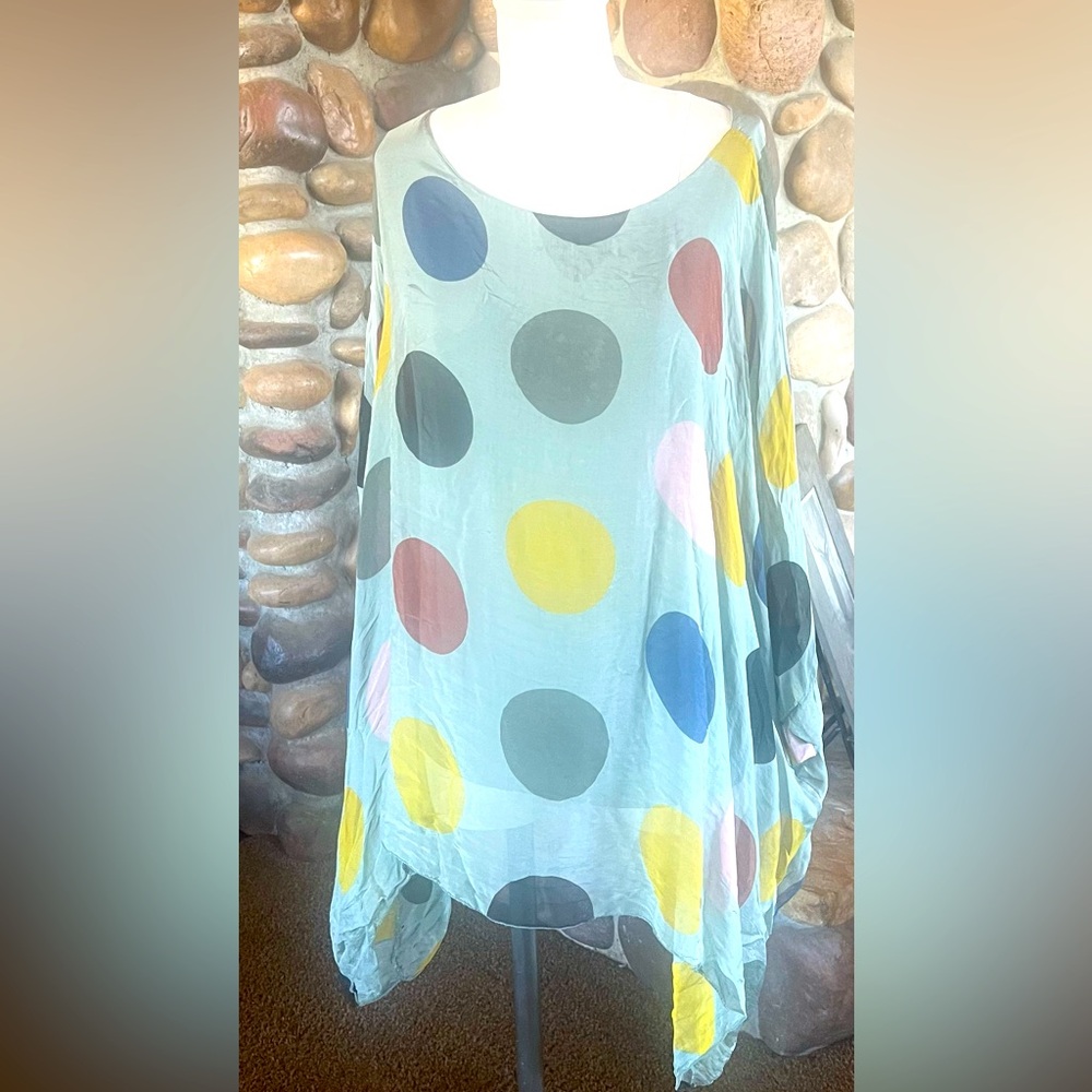 Polkadot silk poncho top